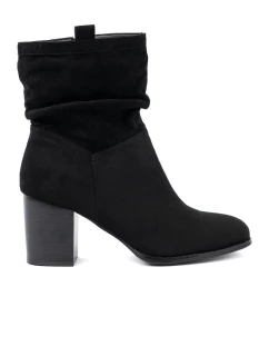 Trendy černé  kotníčkové boty dámské na širokém podpatku