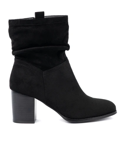 Trendy černé  kotníčkové boty dámské na širokém podpatku