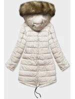 Dámska obojstranná zimná bunda tmavomodrá a béžová (2M-21508)