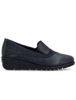 Dámské kožené boty na platformě v tmavě modré barvě model 21910589 - Rieker