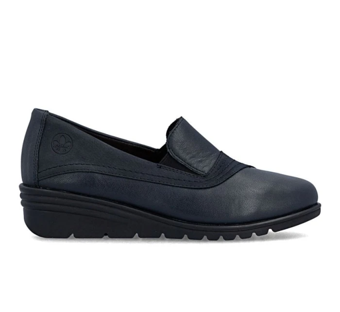 Dámské kožené boty na platformě v tmavě modré barvě model 21910589 - Rieker