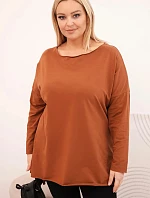 Dámske Plus veľkosť asymetrické blúzka s dlhým rukávom tmavý Camel
