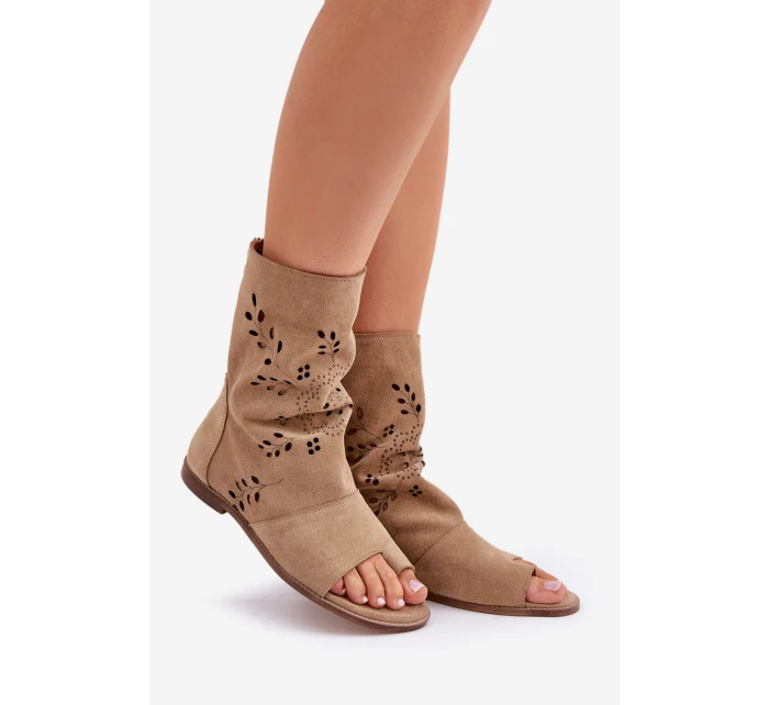 Zazoo 3437 Damskie Zamszowe Sandały Z Cholewką Na Zamek Beżowe Zazoo 3437 Damskie Zamszowe Sandały Z Cholewką Na Zamek Beżowe