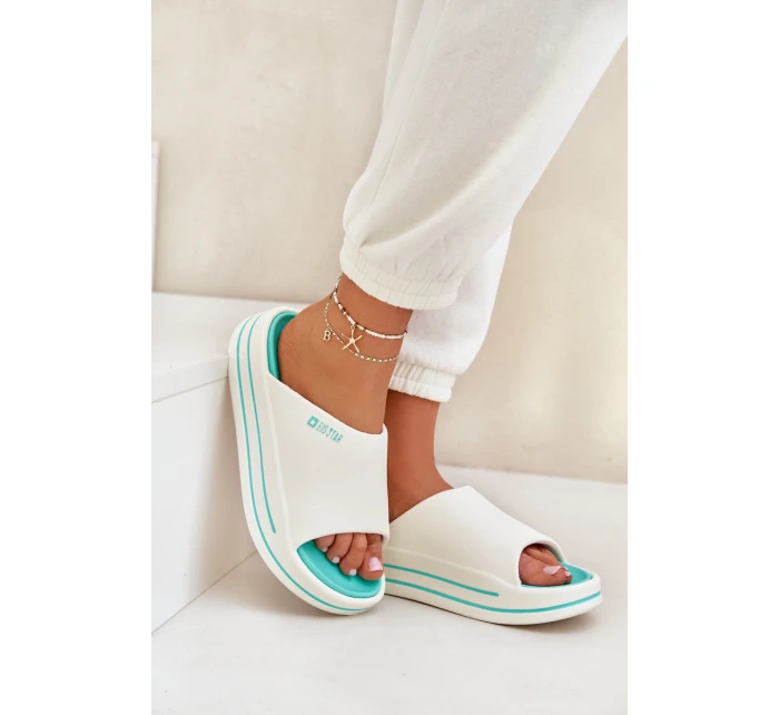 Klapki Damskie Na Platformie Big Star NN274A038 Biało-Miętowe Klapki Damskie Na Platformie Big Star NN274A038 Biało-Miętowe