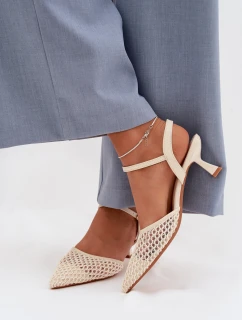 Dámské sandály na podpatku s světle béžové model 22027920 - Boto