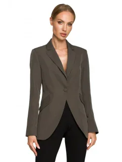 Sako s asymetrickými kapsami na knoflík khaki barva model 18004283 - Moe