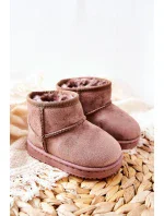 Dětské Teplé Sněhule Semišové Tmavě béžové Gooby Dětské Teplé Sněhule Semišové Tmavě béžové Gooby