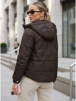 Dámska prechodná krátka bunda s odnímateľnou kapucňou hnedá FashionStreet TY5669