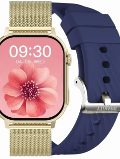 Dámske inteligentné hodinky GRAVITY GT15-11 Navy Blue Silicone Strap + Gold Bracelet