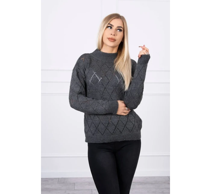 Svetr s rolákem a vzorem grafitový model 18745514 - K-Fashion