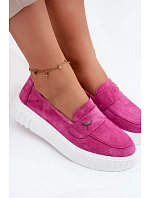 Kožené semišové dámské polobotky na platformě nazouvací model 22126219 - VINCEZA