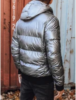 Pánska zimná bunda s kapucňou v striebornej farbe FashionStreet TX3948