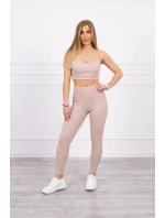 Súprava s blúzkou s rebrovaním béžová Súprava s blúzkou s rebrovaním béžová