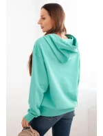 Dámska mikina s kapucňou a klokankou z bavlnenej mäty
