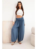 Dámske viskózové nohavice so širokými nohavicami a džínsovým vzorom