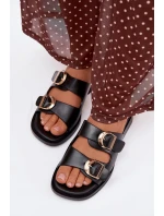 Dámské pantofle se zlatými sponami Černé Danelle