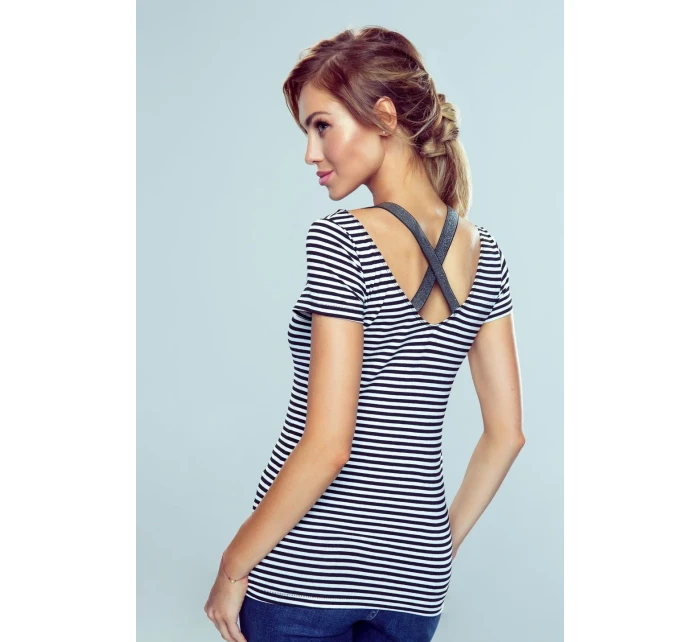 Meg pruhované tričko bielo-čierne - Eldar