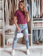 Dámské džínové kalhoty slim fit s květinovým vzorem blue Dstreet model 21985236 - FashionStreet