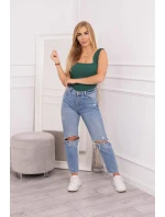 Halenka bez ramínek s volánky zelená Halenka bez ramínek s volánky zelená