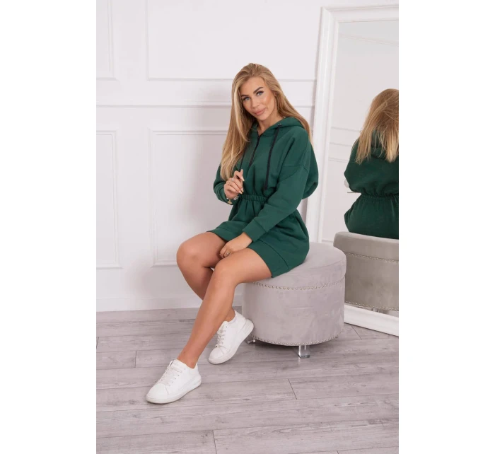 Zateplené šaty s kapucňou tmavo zelené Zateplené šaty s kapucňou tmavo zelené