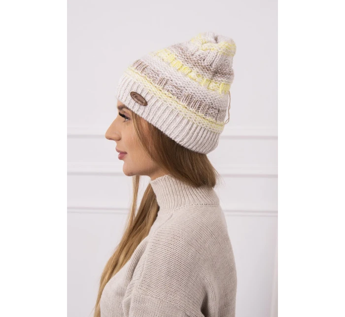 Fleecová čiapka Patrycja K254 žltá+béžová