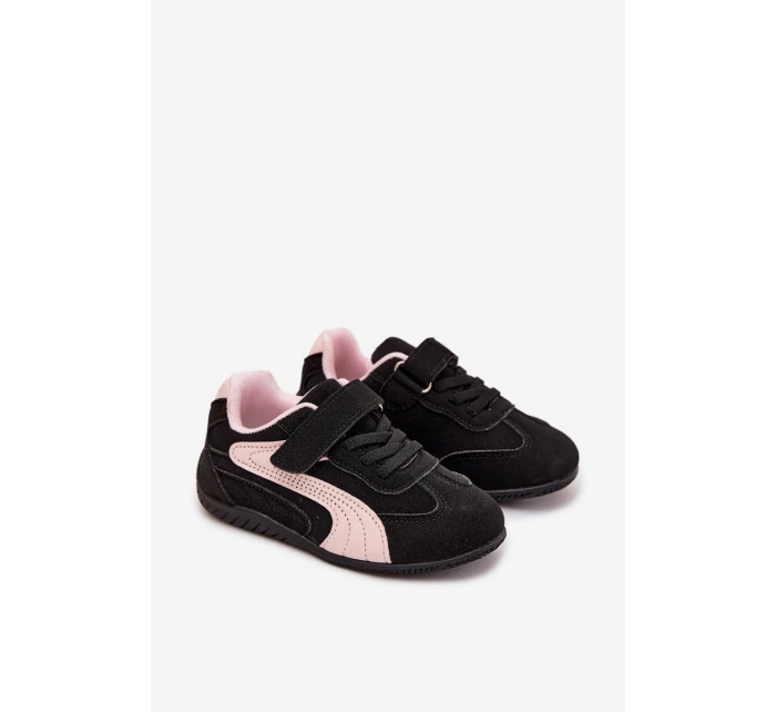Dětské sportovní boty s přezkou Černo růžové Perrin Dětské sportovní boty s přezkou Černo růžové Perrin
