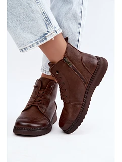 Dámské kožené zateplené boty model 22556924 hnědé - VINCEZA