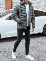 Pánská prošívaná zimní bunda s kapucí v grafitové barvě Dstreet model 21991450 - FashionStreet