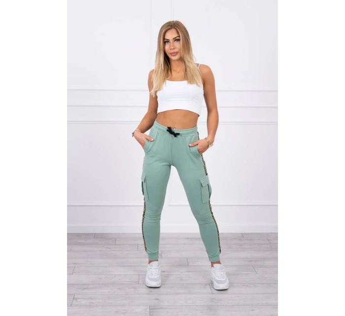 Tmavo mätové nohavice cargo