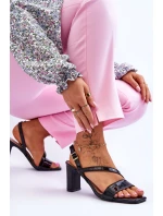 Damskie Lakierowane Sandały Na Słupku Czarne Carrie