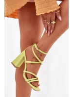 Sandały Damskie Na Słupku Z Paskami Limonkowe Ciarilora