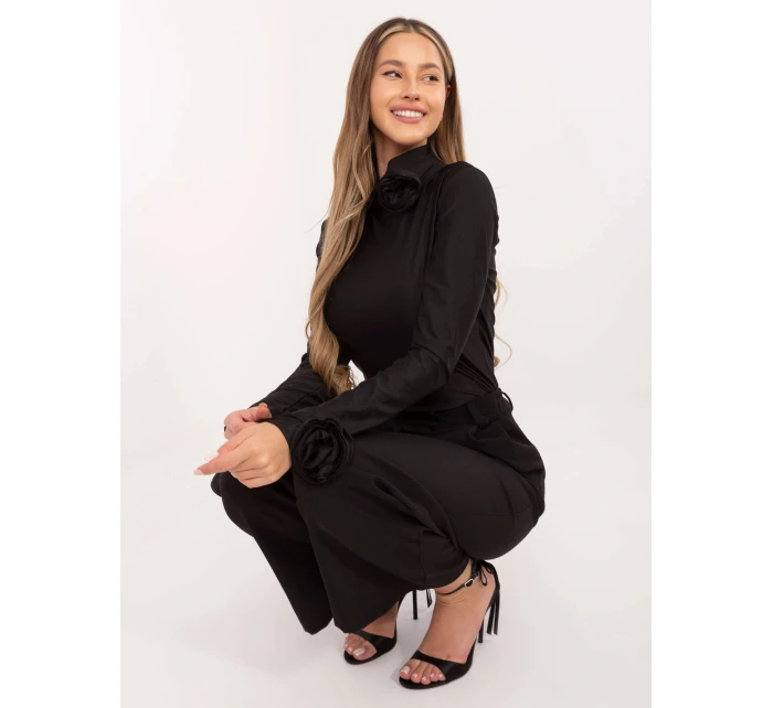 Černá dámská halenka s růžemi model 21818053 - Factory Price