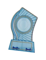 Plastová trofej - transparentná zlatá s priestorom na vložku 25/40 mm a plaketu 56 mmX18 mm T-M