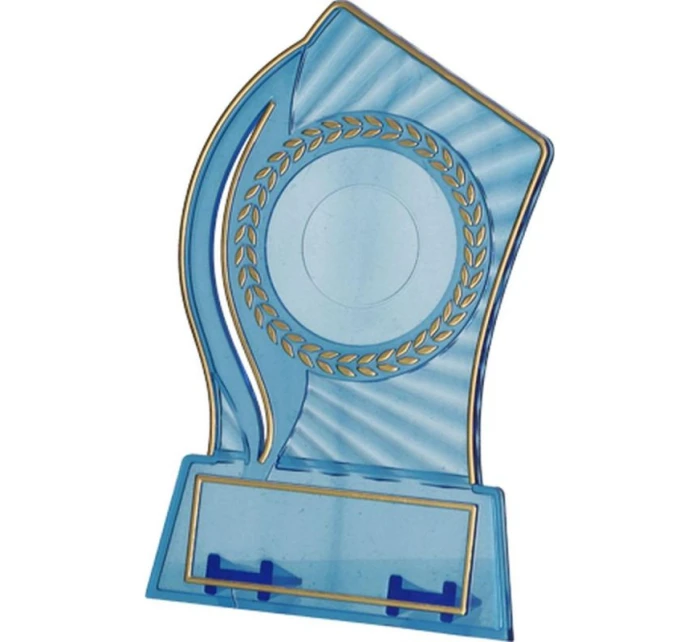 Plastová trofej - transparentná zlatá s priestorom na vložku 25/40 mm a plaketu 56 mmX18 mm T-M