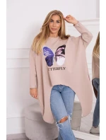Oversize blúzka s potlačou béžová