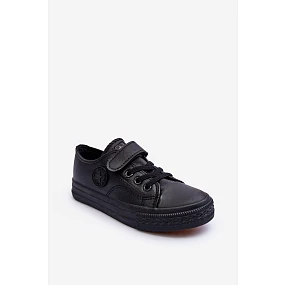 Detské kožené tenisky na zips Delmara Black Detské kožené tenisky na zips Delmara Black
