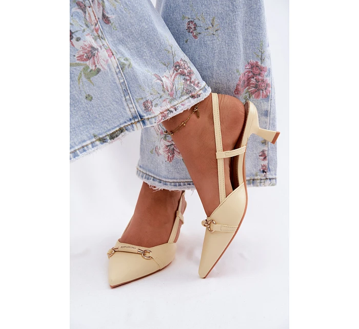 Ženské sandály na podpatku se špičatými špičkami Žluté Felessa