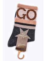 Dámske bavlnené ponožky GO-GO s kožušinou COSAS Grey