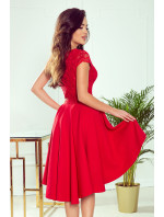 Dámske šaty s čipkovaným výstrihom Numoco PATRICIA - červené