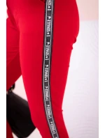 Dámske tepláky s opaskom a šnúrkou na stiahnutie červené