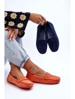 Damskie Zamszowe Mokasyny Pomarańczowe Lenvie