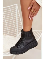 Zateplené Vysoké Tenisky Dámské Na Platformě S Zipem Černé model 21705267 - Boto