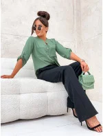 Košilová halenka v khaki barvě se stojáčkem model 19764080 - Moon