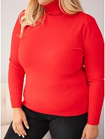 Dámský viskózový svetr Plus Size s rolákem v klasickém střihu červený