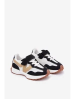 Sneakersy Dziecięce Na Rzep Biało-Czarne Tezzu