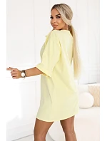 Bavlněné volné oversize šaty model 22260592 žluté - numoco