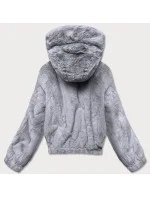 Krátká šedá dámská kožešinová bunda model 17552882 - S'WEST