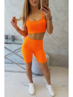 Súprava s nohavicami s vysokým pásom oranžová neónová