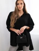 Bavlnená mušelínová košeľa čierna