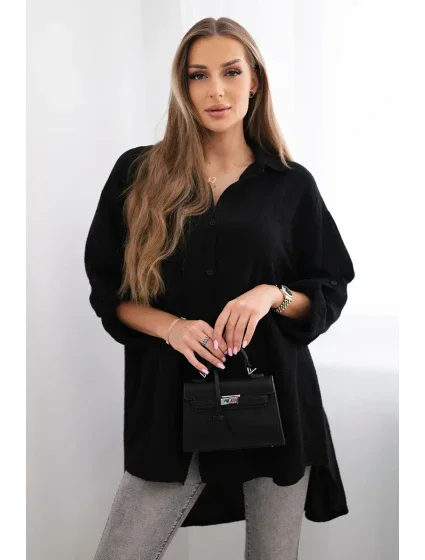 Bavlněná mušelínová košile černý